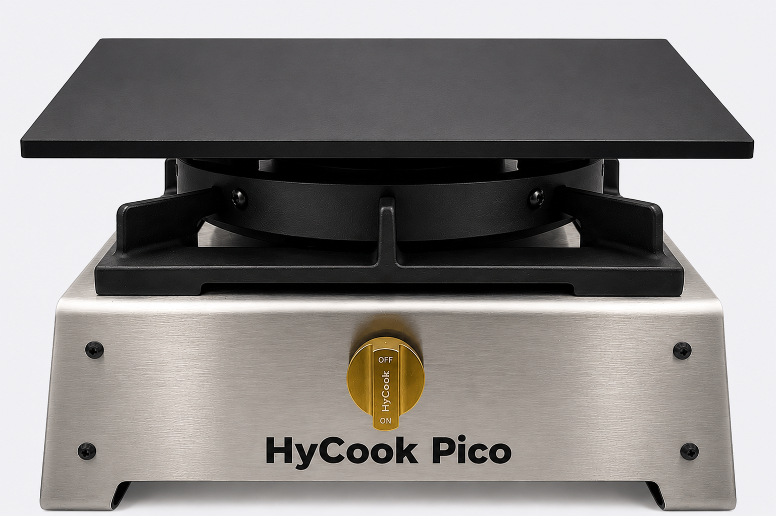 HyCook Pico mit flacher schwarzer Stahlplatte zum Grillen